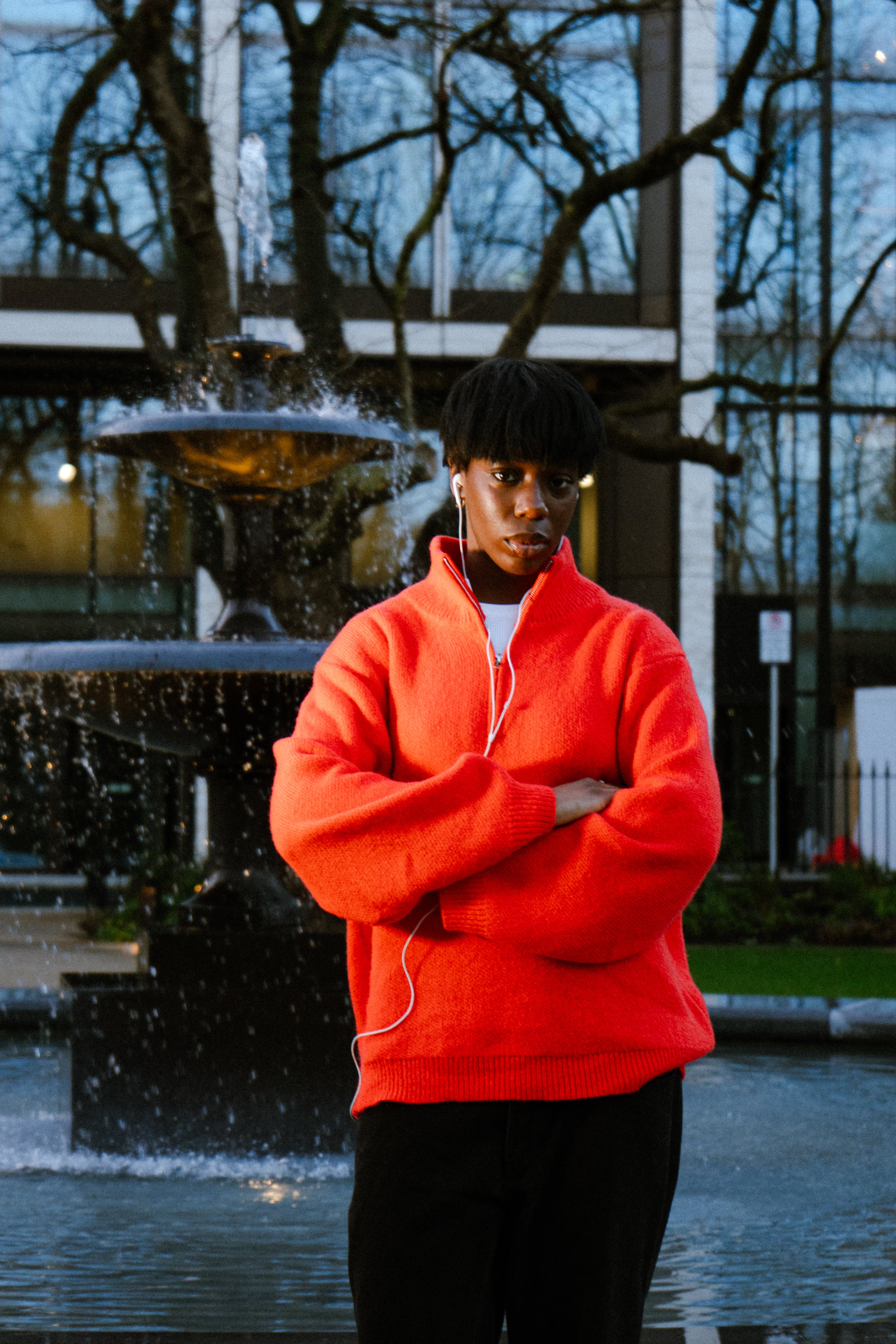 RED MOHAIR QUARTER-ZIP