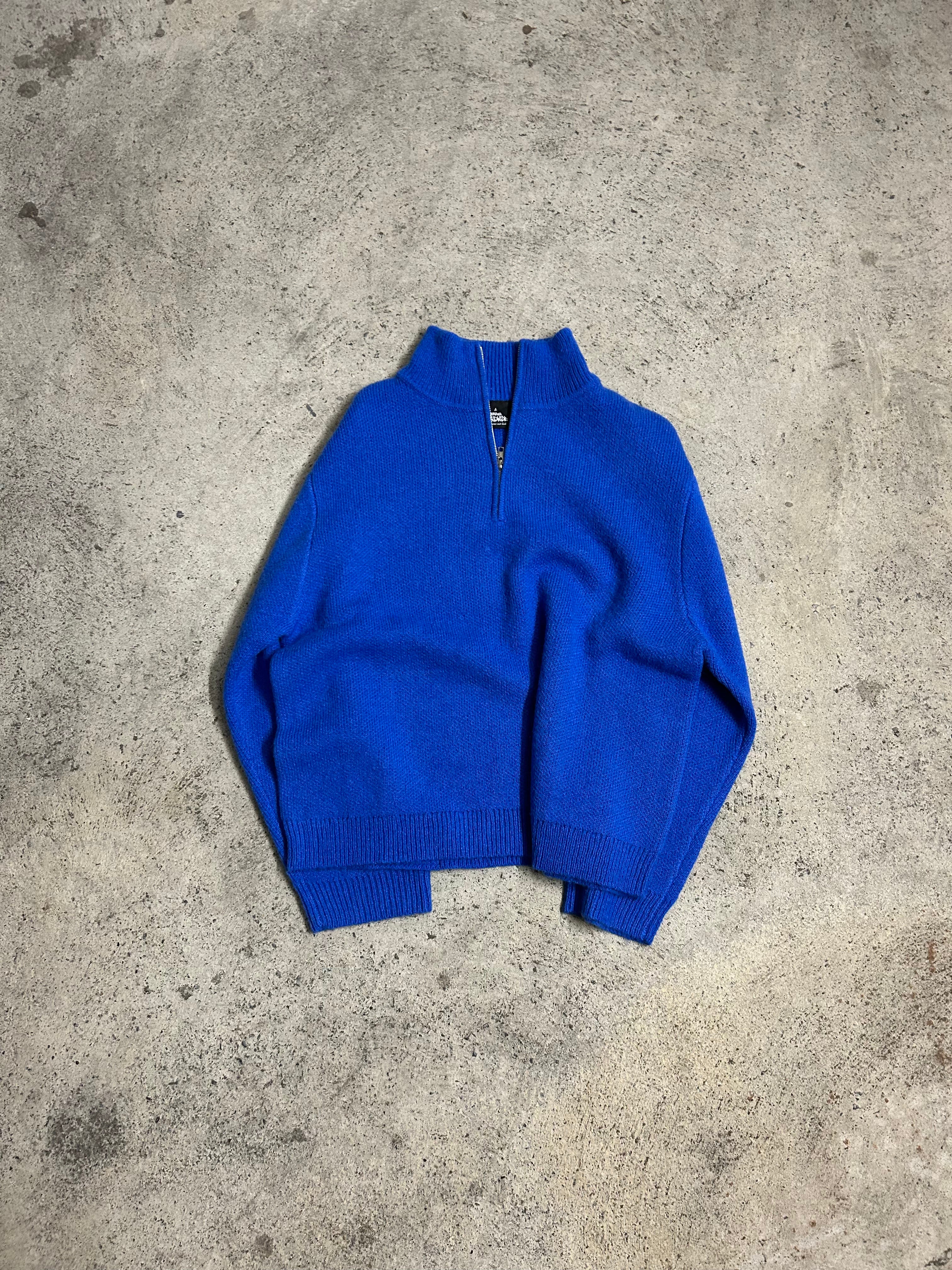 BLUE MOHAIR QUARTER-ZIP
