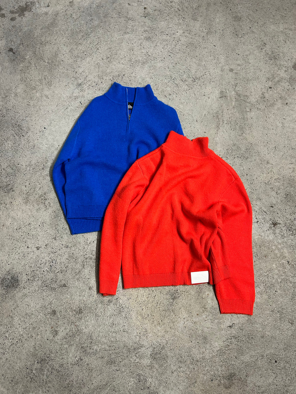 RED MOHAIR QUARTER-ZIP