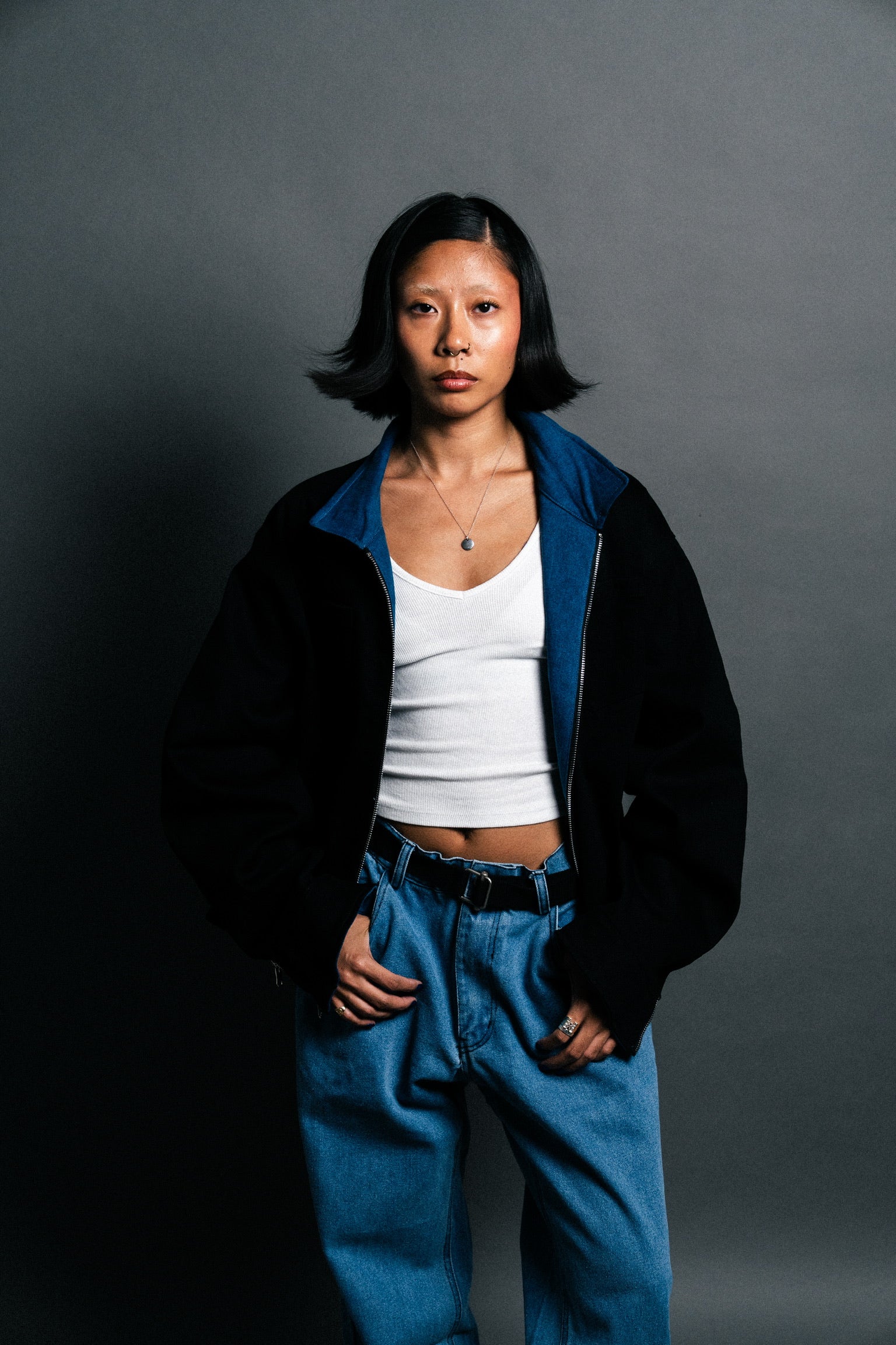 REVERSIBLE CROPPED DENIM JACKET