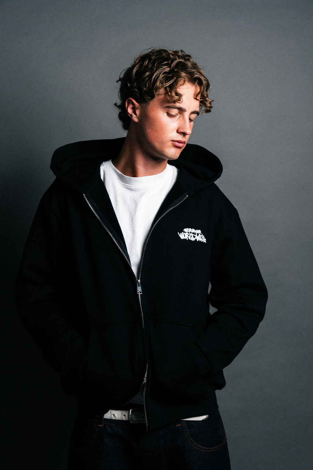 DOUBLE ZIP HOODIE - BLACK