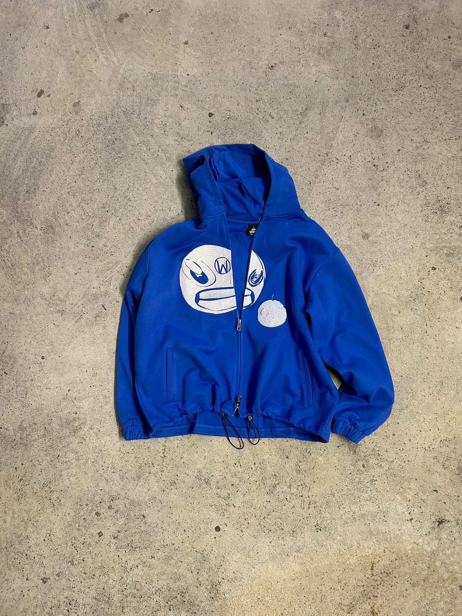 CROPPED DOUBLE ZIP HOODIE - BLUE