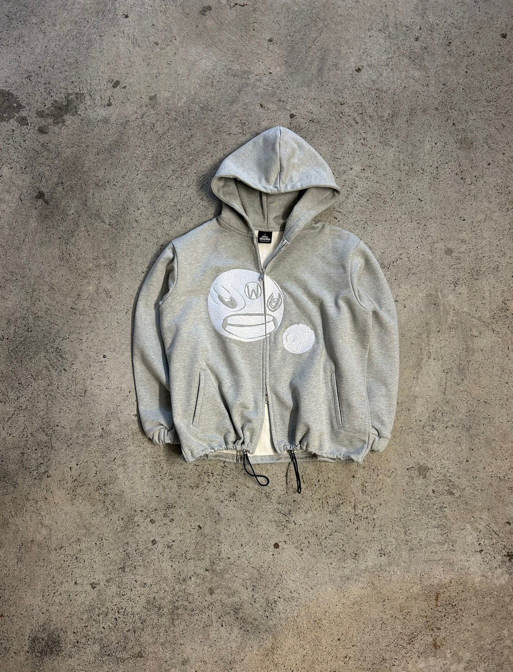 CROPPED DOUBLE ZIP HOODIE - GREY