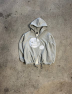 CROPPED DOUBLE ZIP HOODIE - GREY