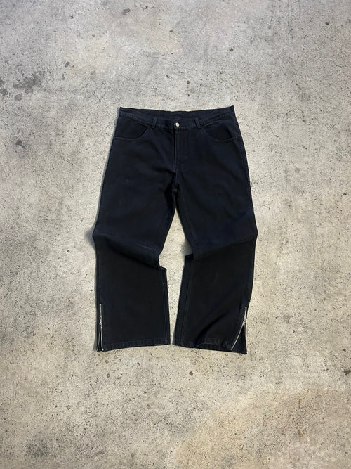 BAGGY FLARED DENIM JEANS - BLACK