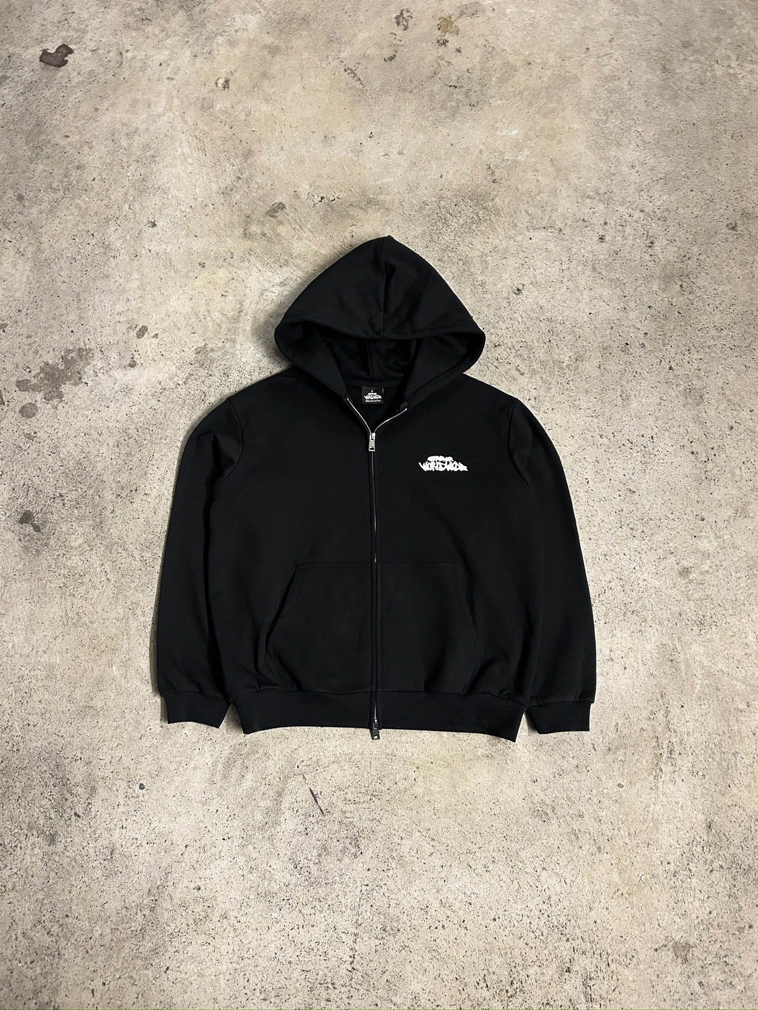 DOUBLE ZIP HOODIE - BLACK