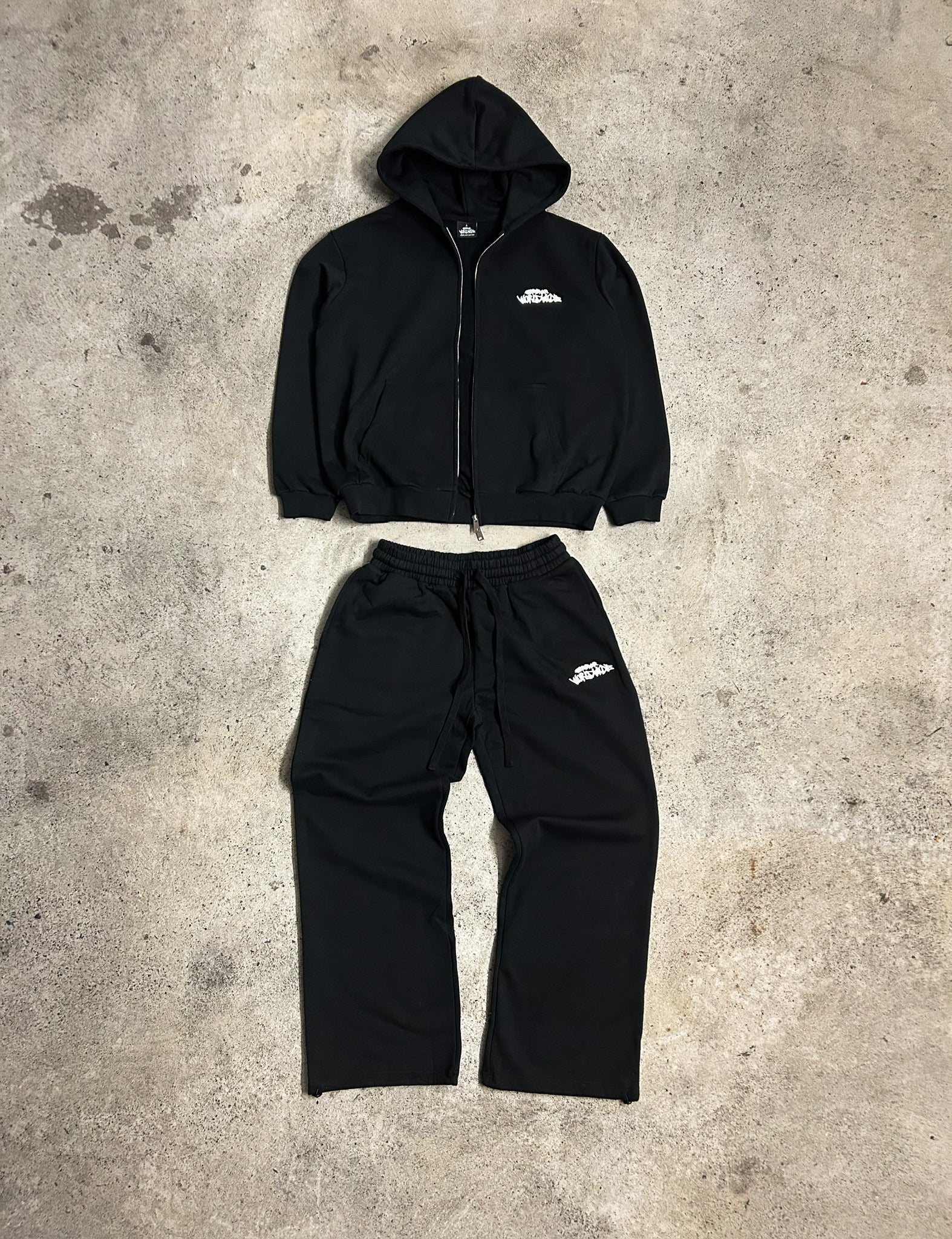 DOUBLE ZIP FULL TRACKSUIT - BLACK