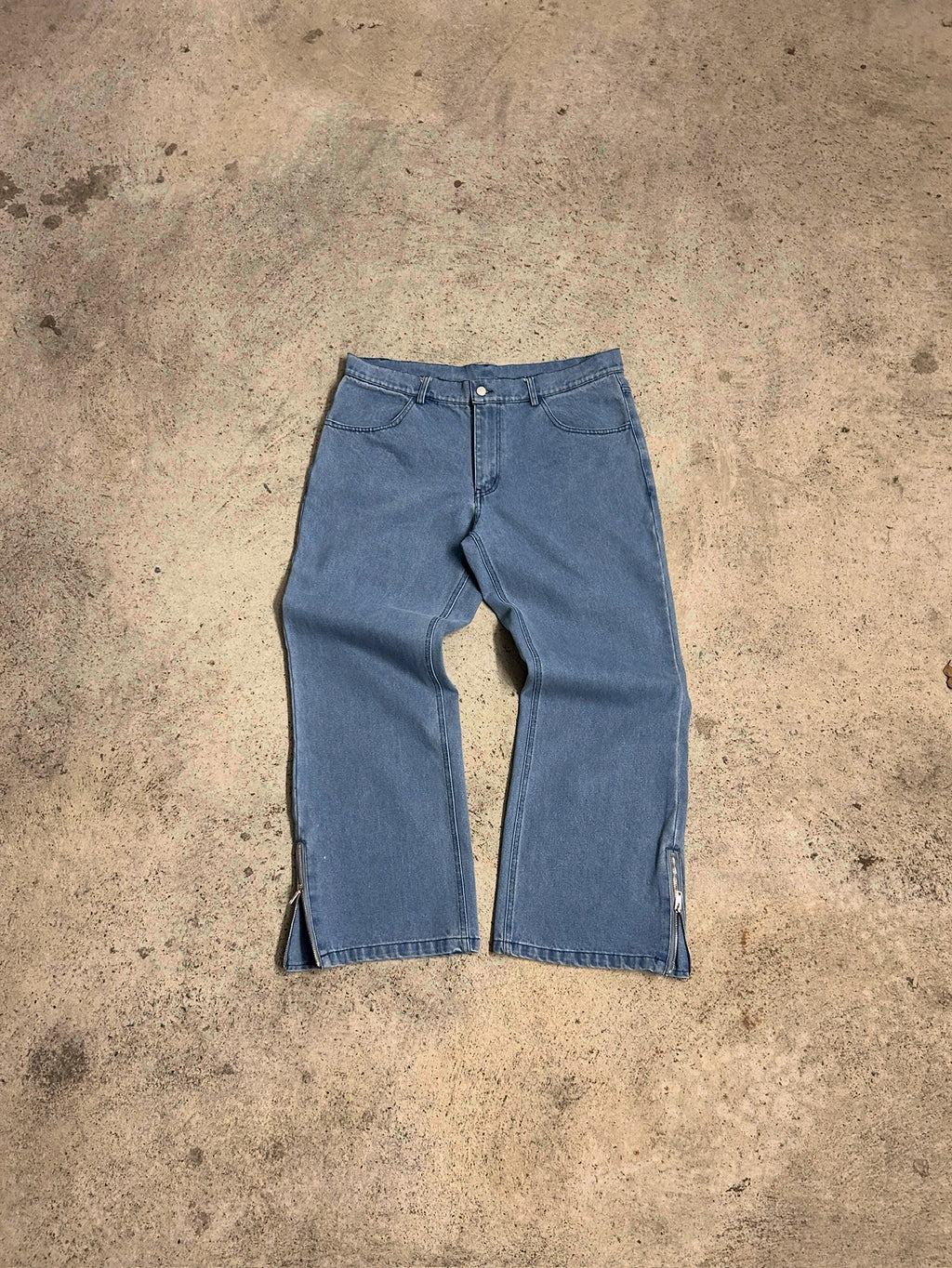 BAGGY FLARED DENIM JEANS - BLUE